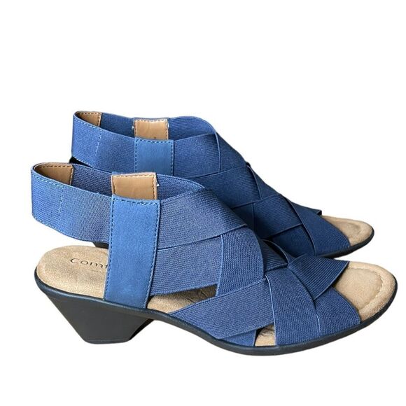 Comfortiva Farrow Elastic Suede Woven Block Heel Sandals - Picture 2 of 9